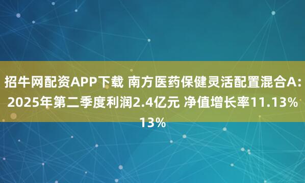 招牛网配资APP下载 南方医药保健灵活配置混合A：2025年第二季度利润2.4亿元 净值增长率11.13%